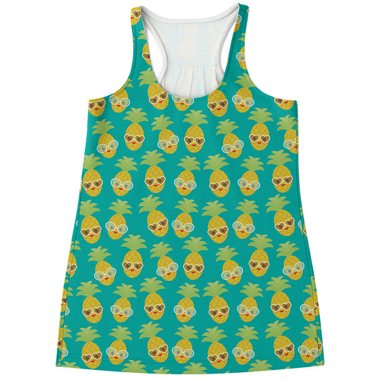 Pineapple Emoji Pattern Print Women's Racerback Tank Top