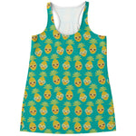 Pineapple Emoji Pattern Print Women's Racerback Tank Top