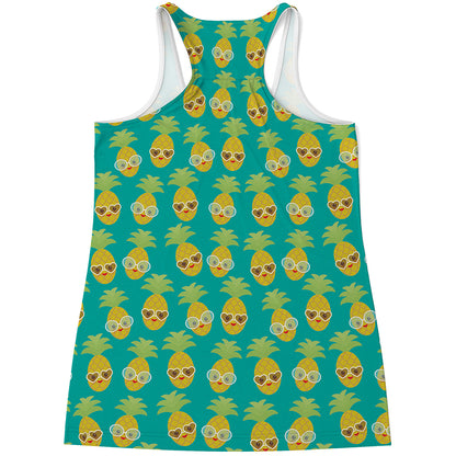 Pineapple Emoji Pattern Print Women's Racerback Tank Top