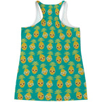 Pineapple Emoji Pattern Print Women's Racerback Tank Top