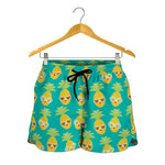 Pineapple Emoji Pattern Print Women's Shorts