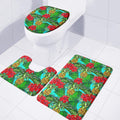 Pineapple Hibiscus Hawaii Pattern Print 3 Piece Bath Mat Set