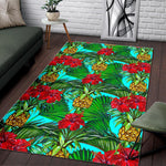 Pineapple Hibiscus Hawaii Pattern Print Area Rug GearFrost