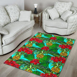 Pineapple Hibiscus Hawaii Pattern Print Area Rug GearFrost