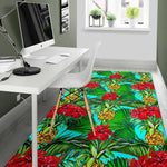 Pineapple Hibiscus Hawaii Pattern Print Area Rug GearFrost