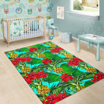 Pineapple Hibiscus Hawaii Pattern Print Area Rug GearFrost