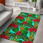 Pineapple Hibiscus Hawaii Pattern Print Area Rug GearFrost