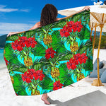 Pineapple Hibiscus Hawaii Pattern Print Beach Sarong Wrap