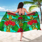 Pineapple Hibiscus Hawaii Pattern Print Beach Sarong Wrap