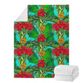 Pineapple Hibiscus Hawaii Pattern Print Blanket