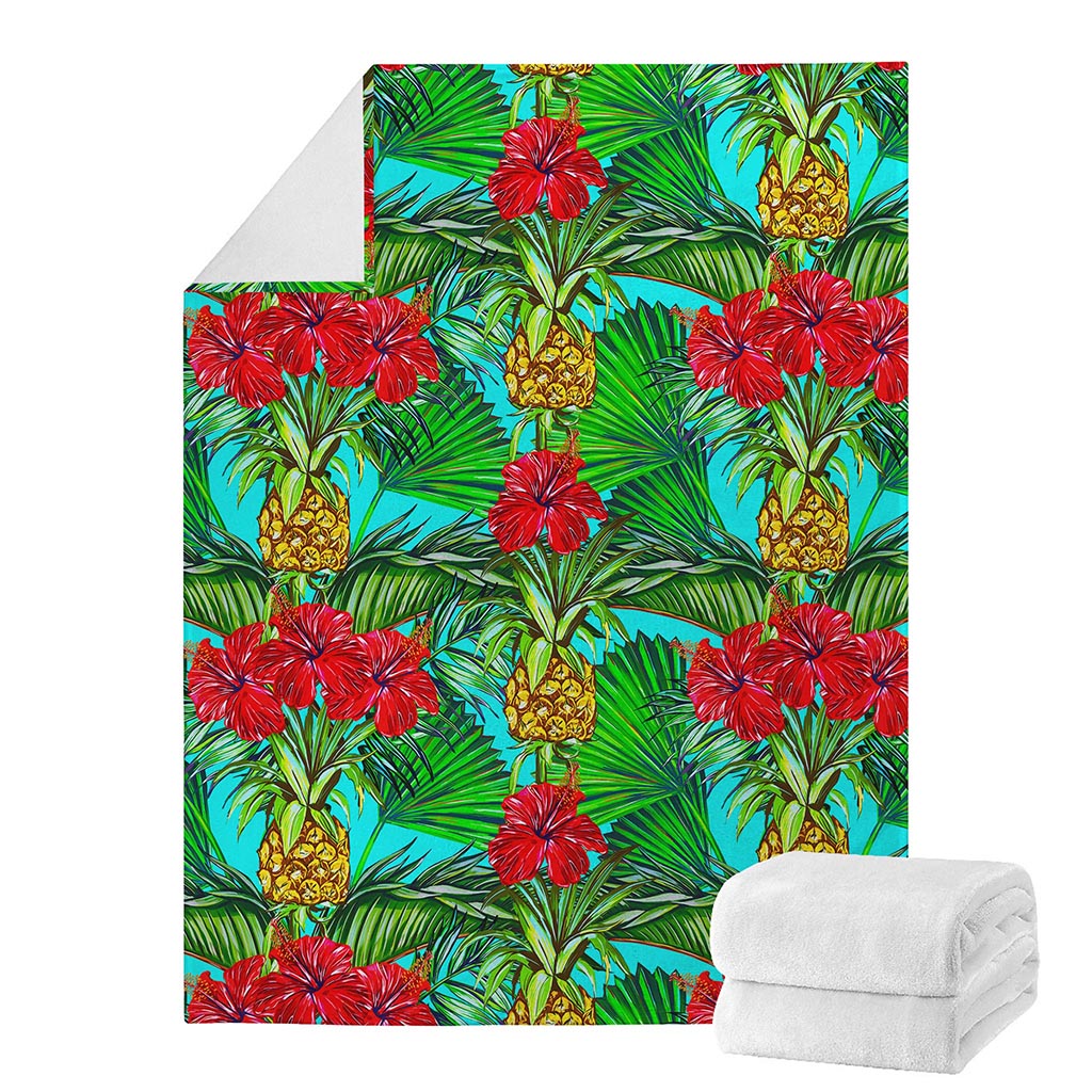 Pineapple Hibiscus Hawaii Pattern Print Blanket