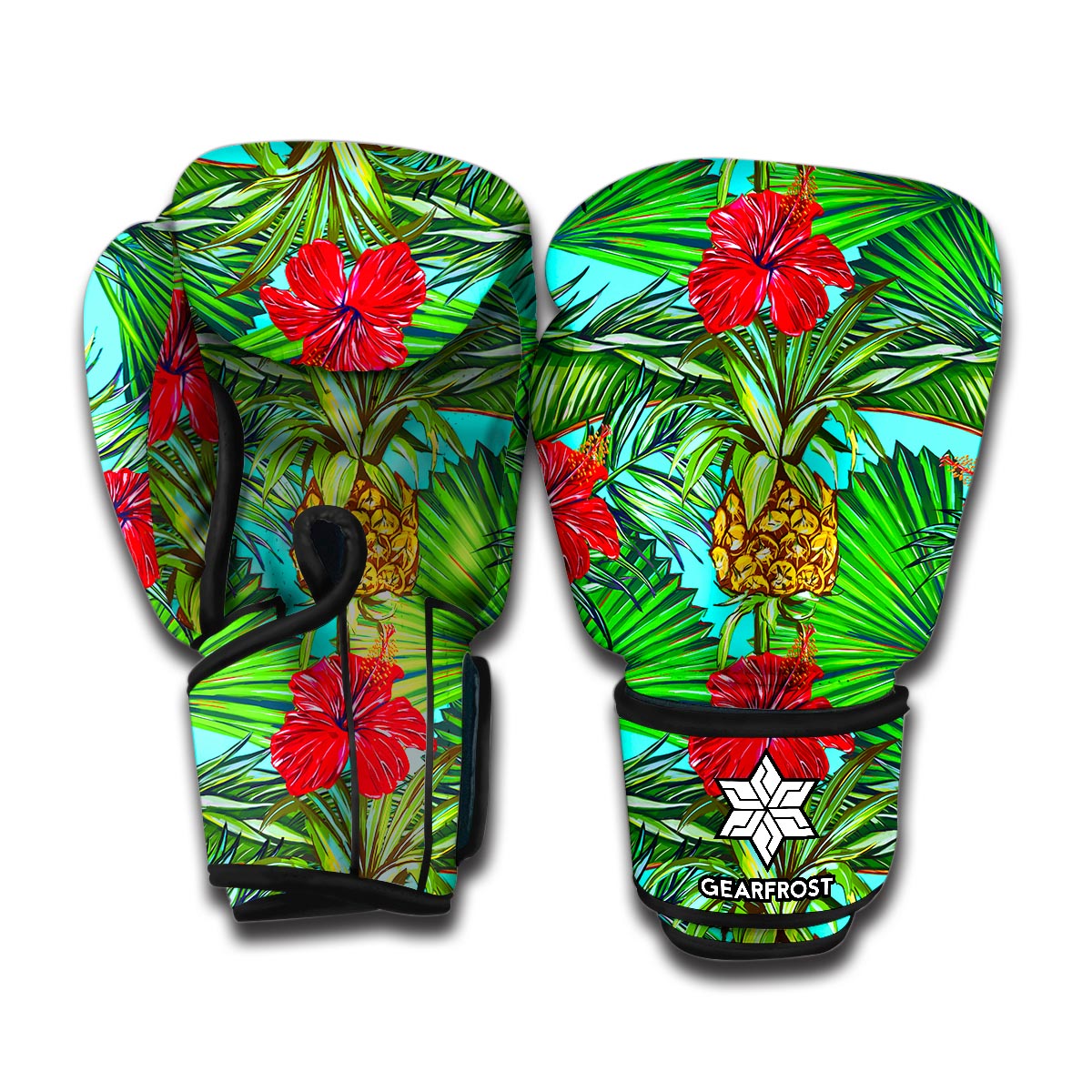 Pineapple Hibiscus Hawaii Pattern Print Boxing Gloves