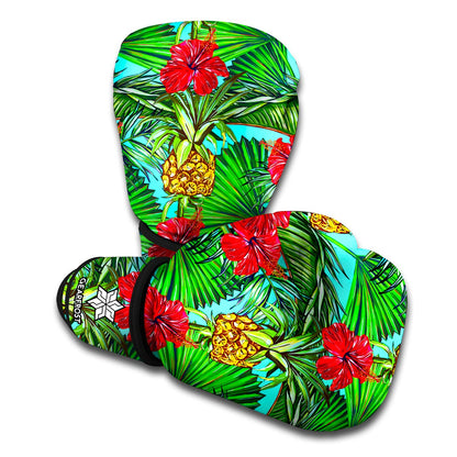 Pineapple Hibiscus Hawaii Pattern Print Boxing Gloves