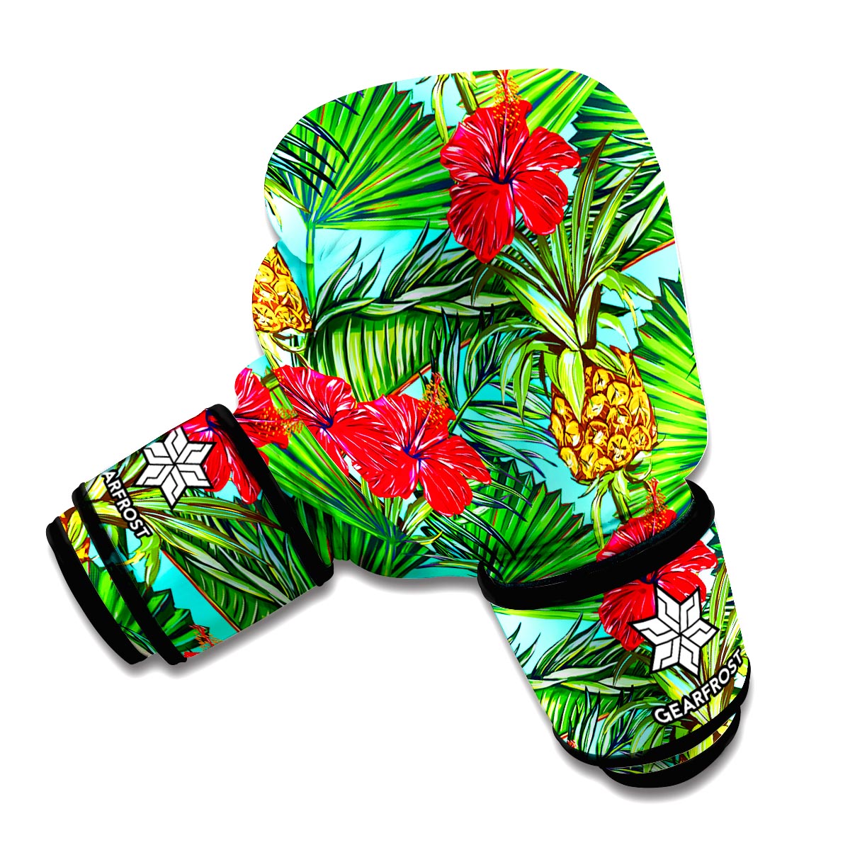 Pineapple Hibiscus Hawaii Pattern Print Boxing Gloves