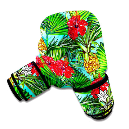 Pineapple Hibiscus Hawaii Pattern Print Boxing Gloves
