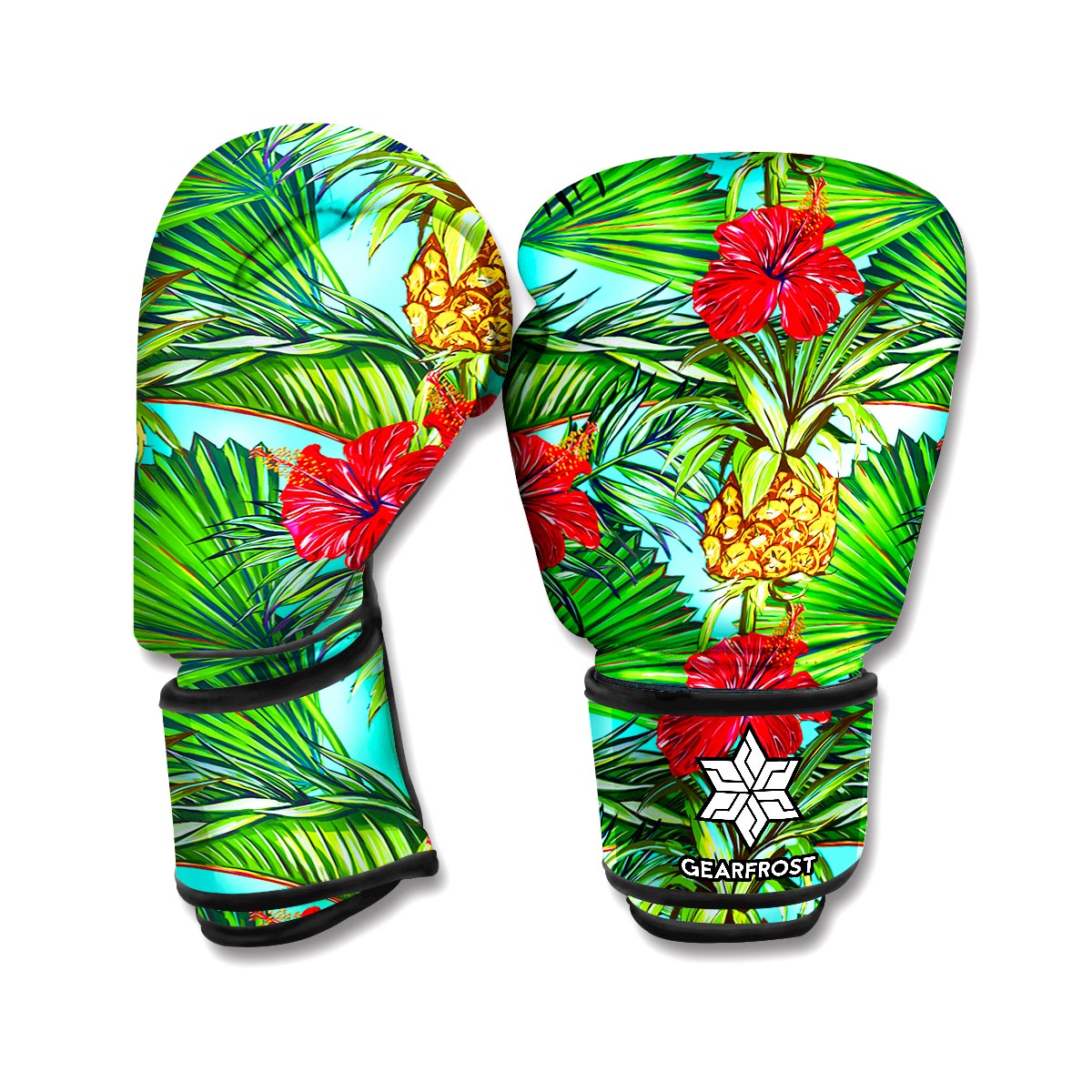 Pineapple Hibiscus Hawaii Pattern Print Boxing Gloves