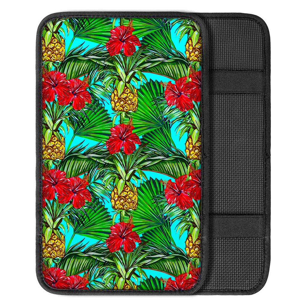 Pineapple Hibiscus Hawaii Pattern Print Car Center Console Cover