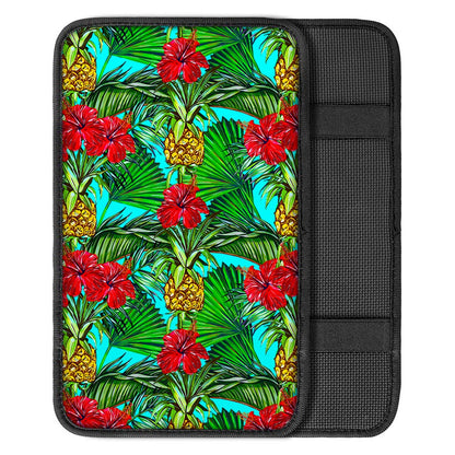 Pineapple Hibiscus Hawaii Pattern Print Car Center Console Cover
