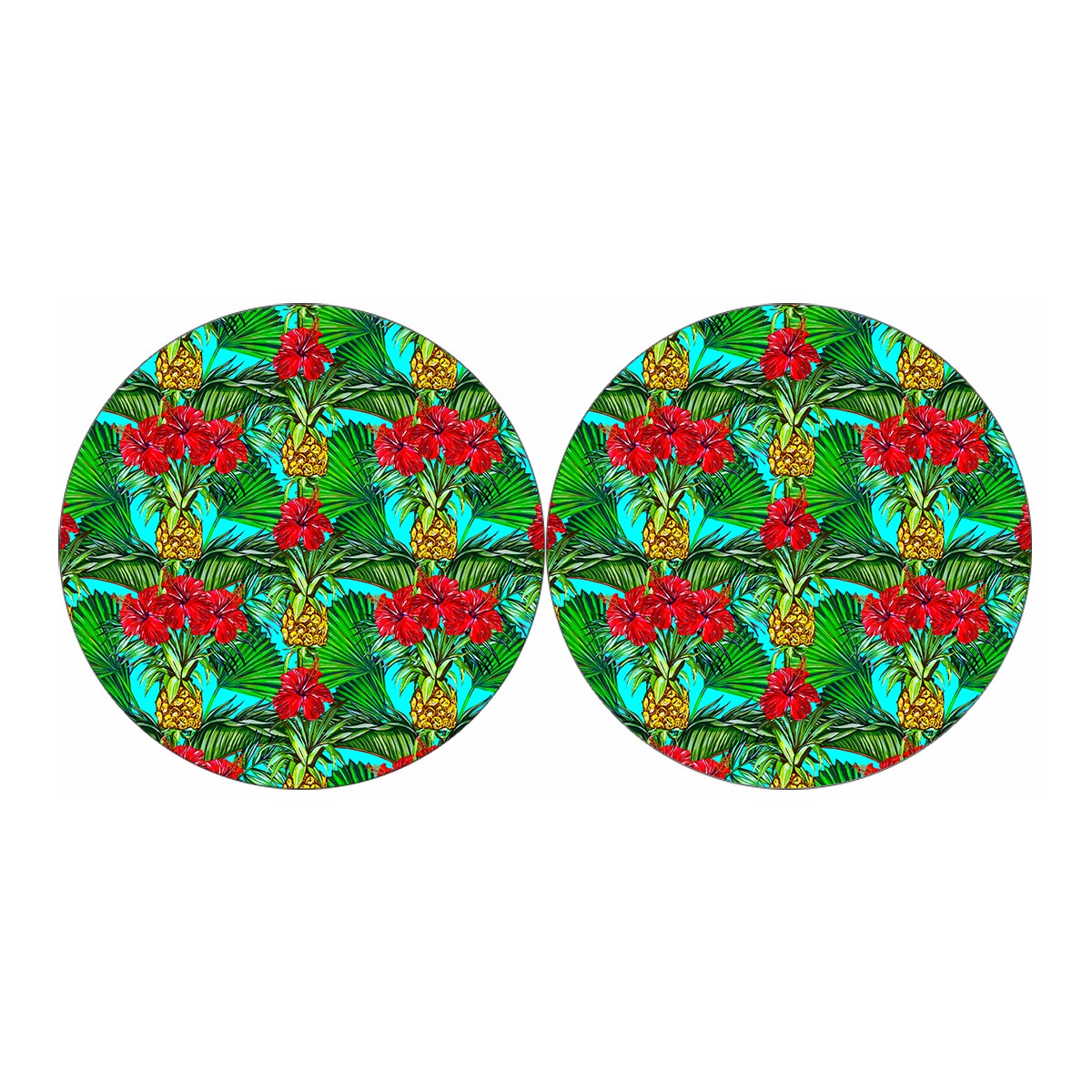 Pineapple Hibiscus Hawaii Pattern Print Car Coasters