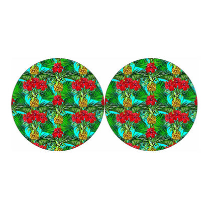 Pineapple Hibiscus Hawaii Pattern Print Car Coasters