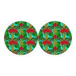 Pineapple Hibiscus Hawaii Pattern Print Car Coasters