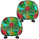 Pineapple Hibiscus Hawaii Pattern Print Car Headrest Covers