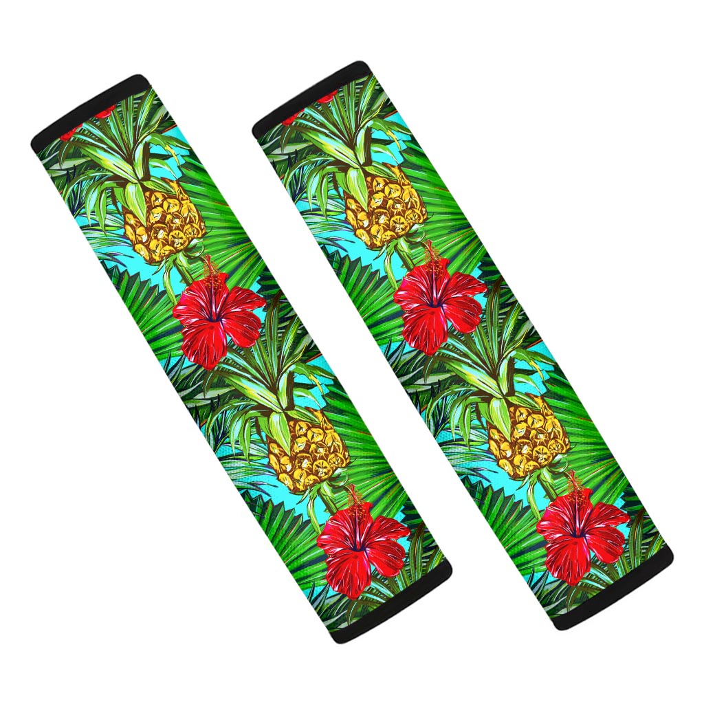 Pineapple Hibiscus Hawaii Pattern Print Car Seat Belt Covers