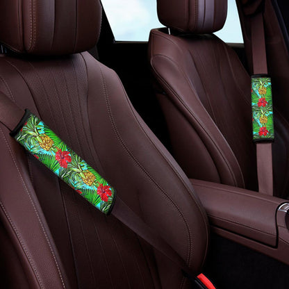 Pineapple Hibiscus Hawaii Pattern Print Car Seat Belt Covers