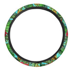 Pineapple Hibiscus Hawaii Pattern Print Car Steering Wheel Cover