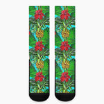 Pineapple Hibiscus Hawaii Pattern Print Crew Socks