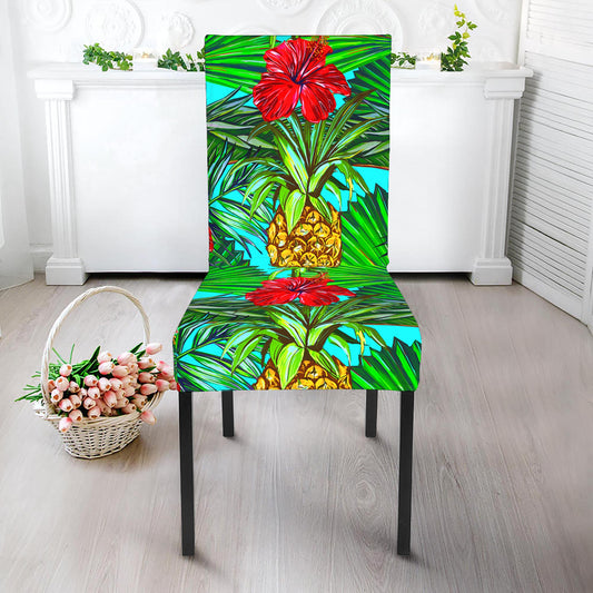 Pineapple Hibiscus Hawaii Pattern Print Dining Chair Slipcover