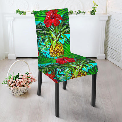 Pineapple Hibiscus Hawaii Pattern Print Dining Chair Slipcover