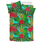Pineapple Hibiscus Hawaii Pattern Print Duvet Cover Bedding Set