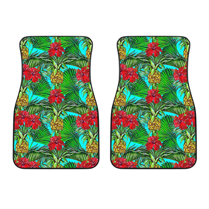 Pineapple Hibiscus Hawaii Pattern Print Front Car Floor Mats