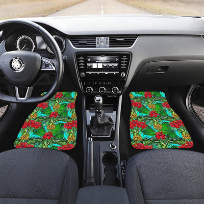 Pineapple Hibiscus Hawaii Pattern Print Front Car Floor Mats
