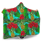 Pineapple Hibiscus Hawaii Pattern Print Hooded Blanket