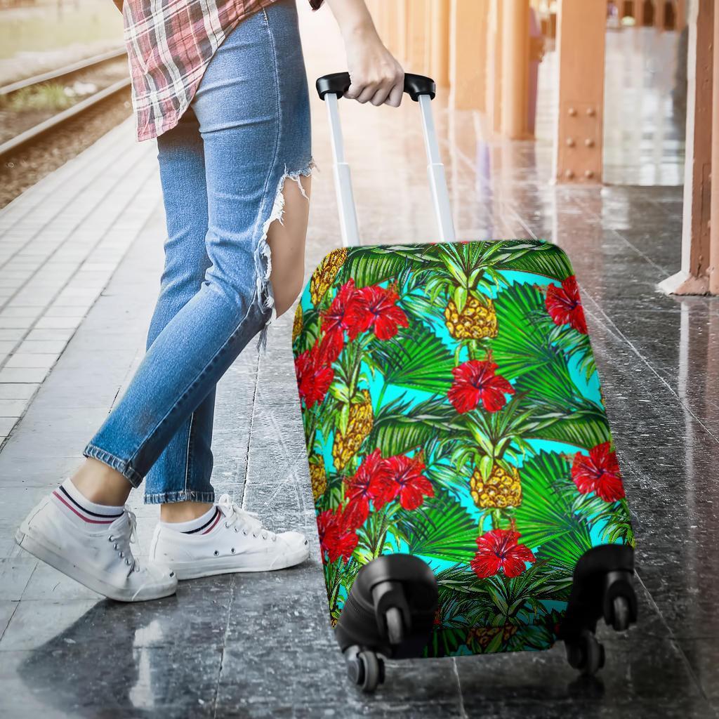 Pineapple Hibiscus Hawaii Pattern Print Luggage Cover GearFrost