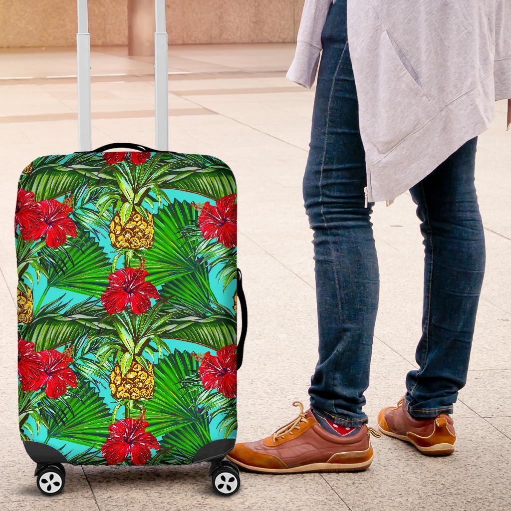 Pineapple Hibiscus Hawaii Pattern Print Luggage Cover GearFrost