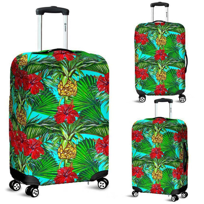 Pineapple Hibiscus Hawaii Pattern Print Luggage Cover GearFrost
