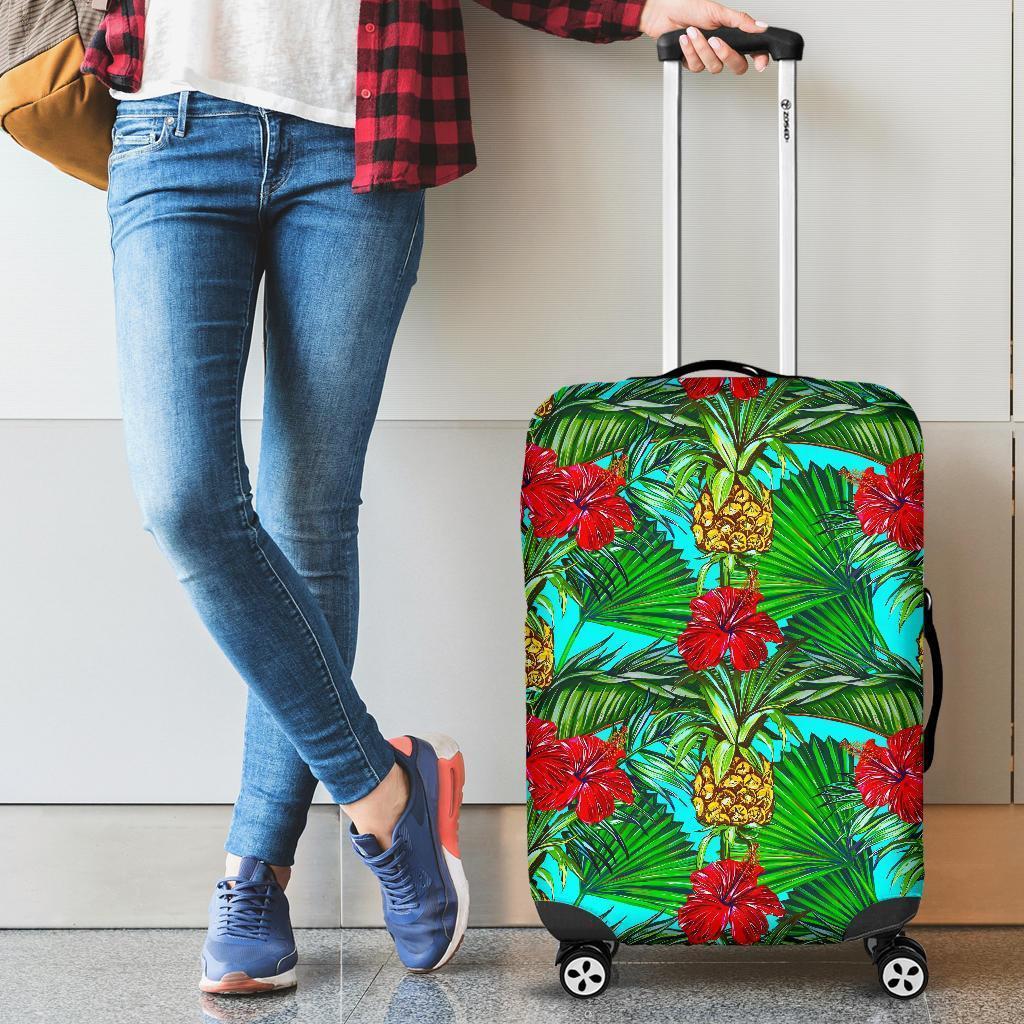Pineapple Hibiscus Hawaii Pattern Print Luggage Cover GearFrost