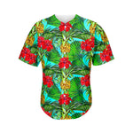 Pineapple Hibiscus Hawaii Pattern Print Men's Baseball Jersey