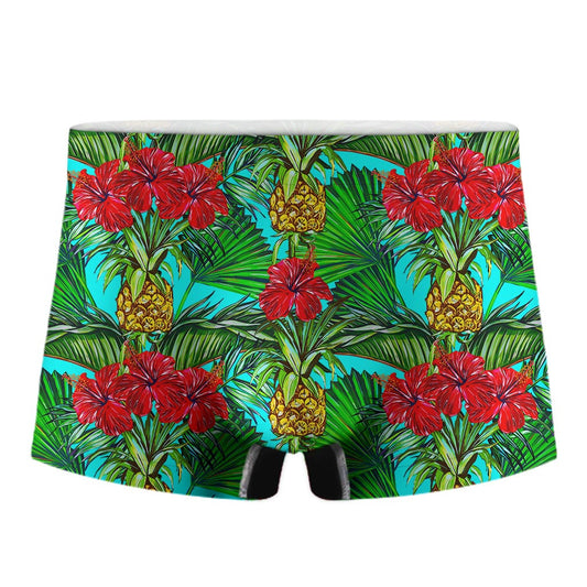Pineapple Hibiscus Hawaii Pattern Print Men's Boxer Briefs