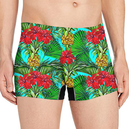 Pineapple Hibiscus Hawaii Pattern Print Men's Boxer Briefs
