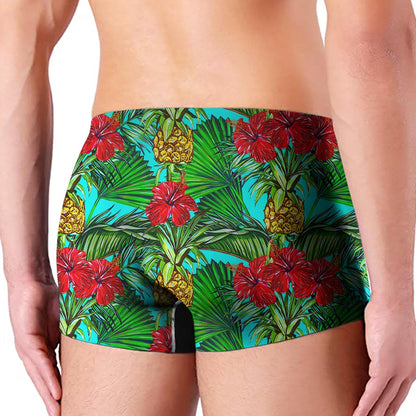 Pineapple Hibiscus Hawaii Pattern Print Men's Boxer Briefs