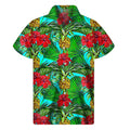 Pineapple Hibiscus Hawaii Pattern Print Men's Short Sleeve Shirt