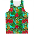 Pineapple Hibiscus Hawaii Pattern Print Men's Tank Top