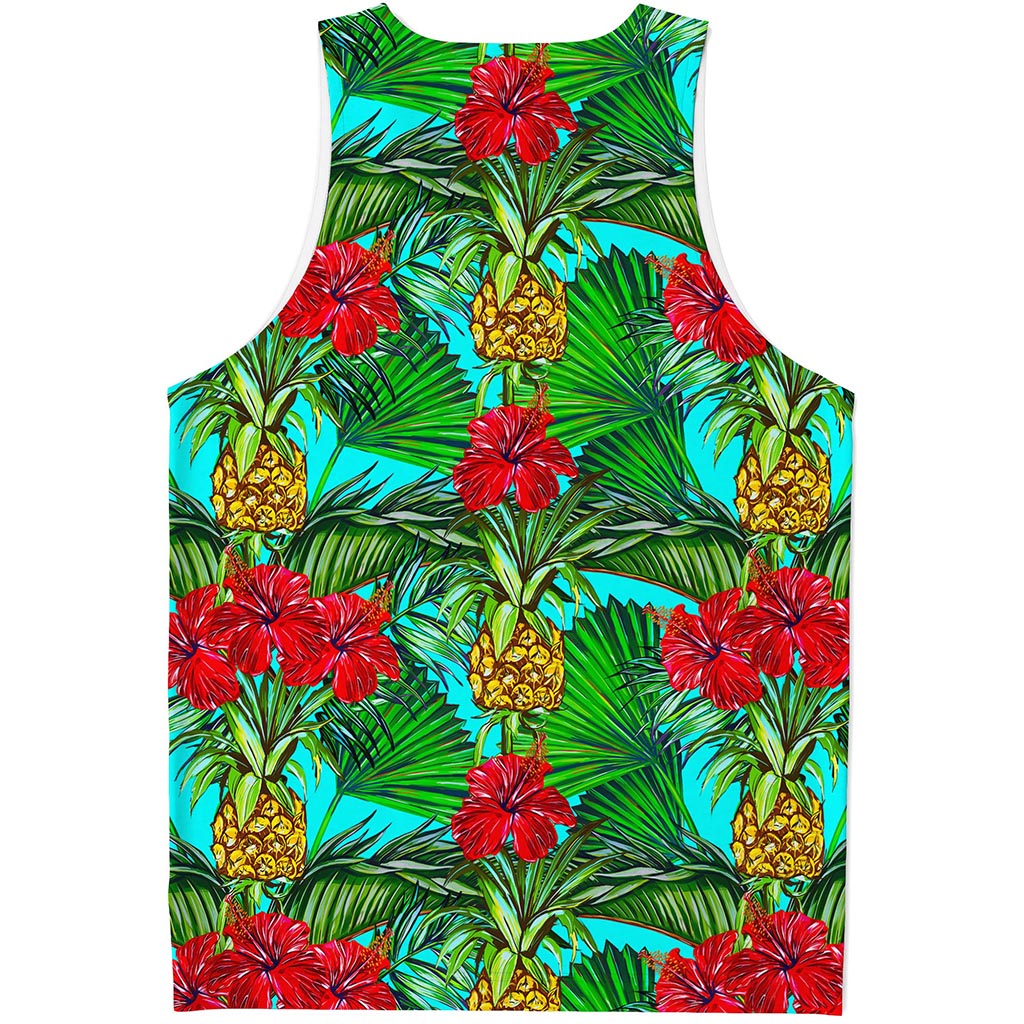 Pineapple Hibiscus Hawaii Pattern Print Men's Tank Top