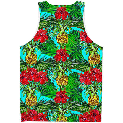 Pineapple Hibiscus Hawaii Pattern Print Men's Tank Top