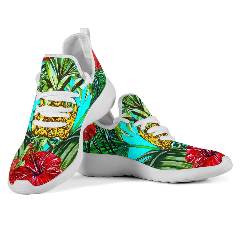 Pineapple Hibiscus Hawaii Pattern Print Mesh Knit Shoes GearFrost