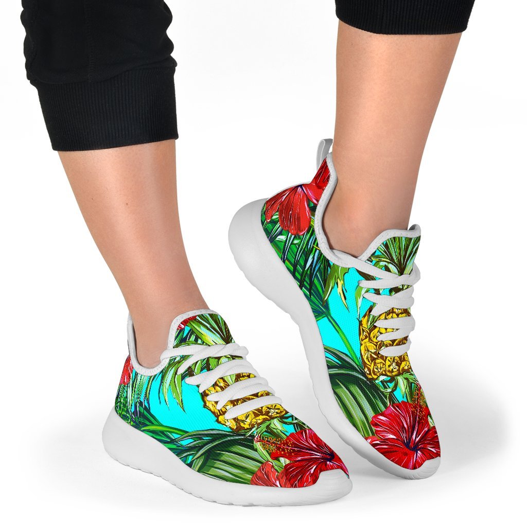 Pineapple Hibiscus Hawaii Pattern Print Mesh Knit Shoes GearFrost